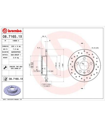 BREMBO Тормозной диск задний