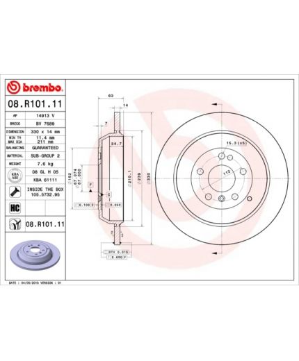 BREMBO Тормозной диск задний