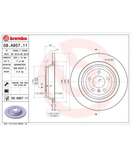 BREMBO Тормозной диск задний