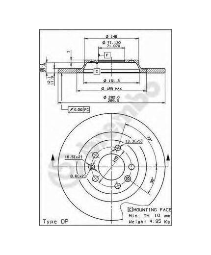 BREMBO Тормозной диск задний