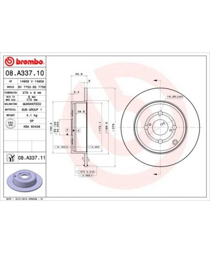 BREMBO Тормозной диск задний