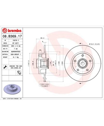 BREMBO Тормозной диск задний
