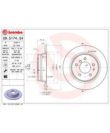 BREMBO Тормозной диск задний