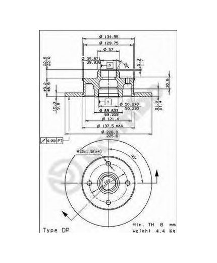 BREMBO Тормозной диск задний