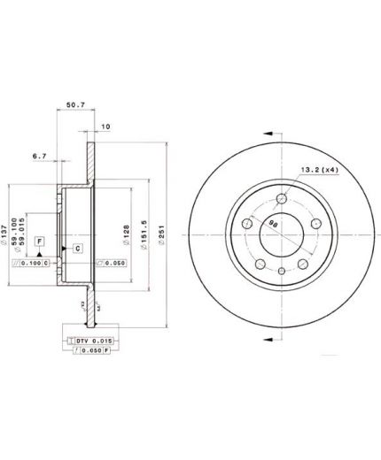 BREMBO Тормозной диск задний