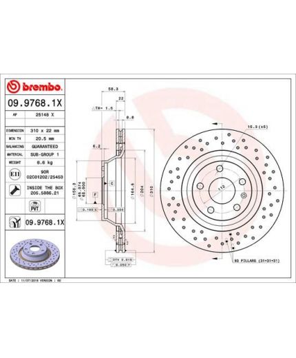 BREMBO Тормозной диск задний