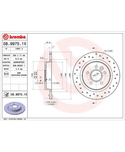 BREMBO Тормозной диск задний