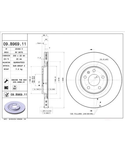 BREMBO Тормозной диск задний