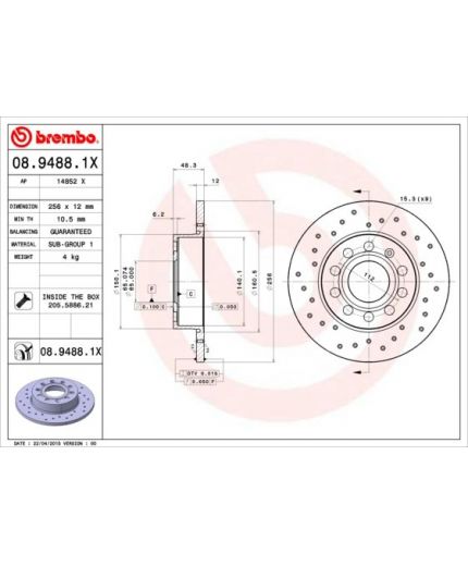 BREMBO Тормозной диск задний
