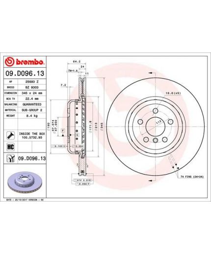 BREMBO Тормозной диск задний