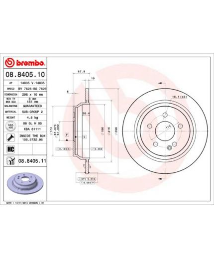 BREMBO Тормозной диск задний