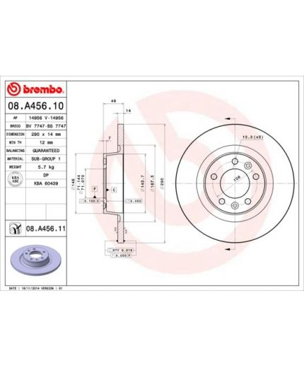BREMBO Тормозной диск задний