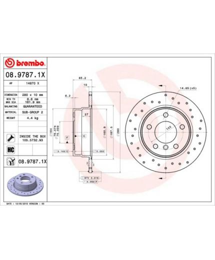 BREMBO Тормозной диск задний