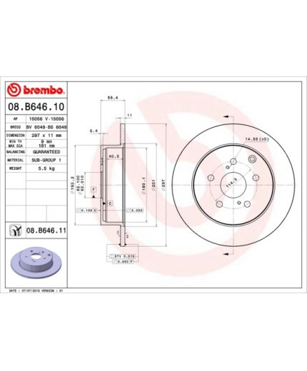 BREMBO Тормозной диск задний