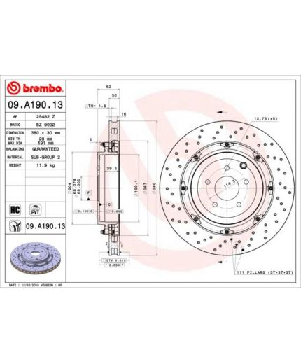BREMBO Тормозной диск задний