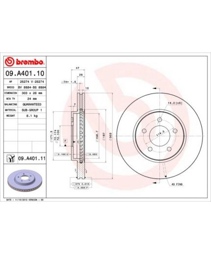 BREMBO Тормозной диск передний