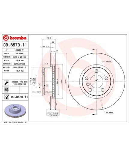BREMBO Тормозной диск передний