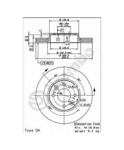 BREMBO Тормозной диск передний