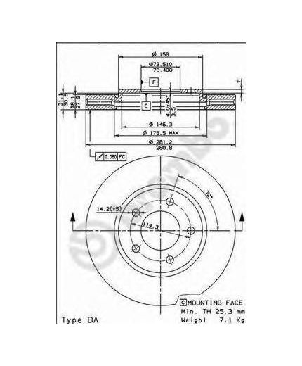 BREMBO Тормозной диск передний