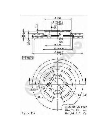 BREMBO Тормозной диск передний
