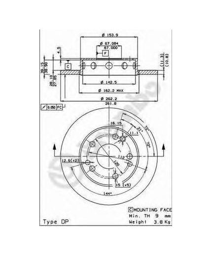 BREMBO Тормозной диск передний