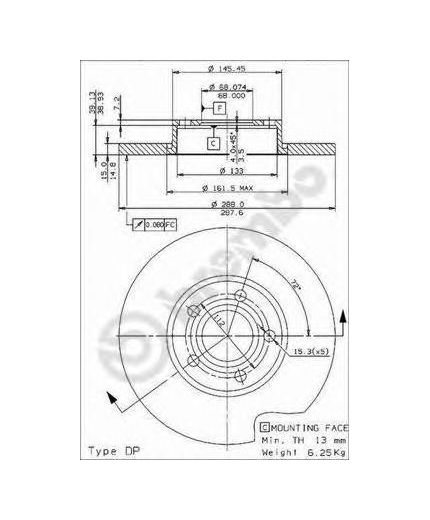 BREMBO Тормозной диск передний