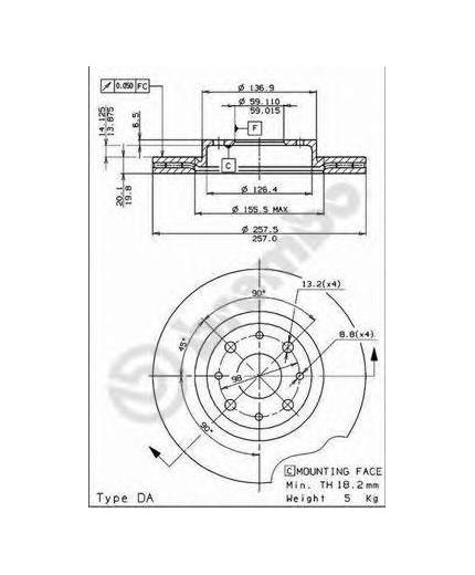 BREMBO Тормозной диск передний с винтами
