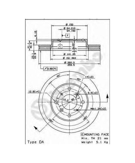 BREMBO Тормозной диск передний с винтами