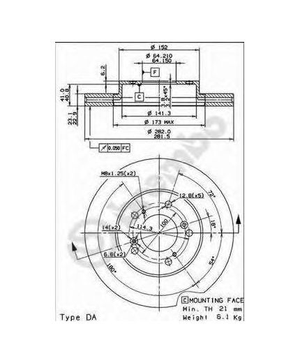 BREMBO Тормозной диск передний с винтами
