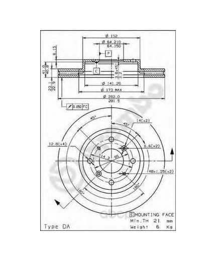 BREMBO Тормозной диск передний с винтами