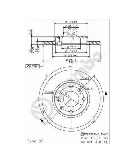 BREMBO Тормозной диск передний с винтами
