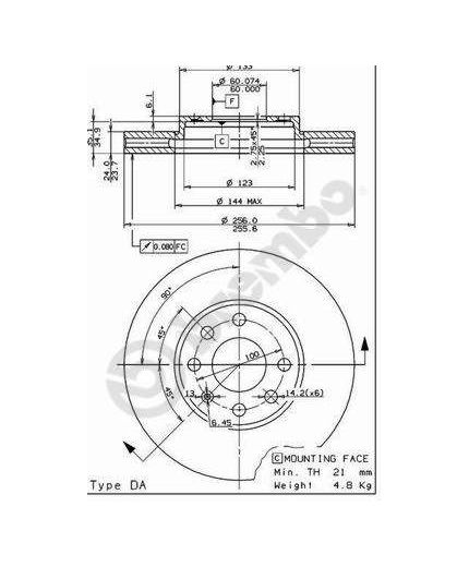 BREMBO Тормозной диск передний