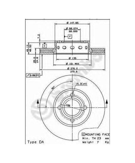 BREMBO Тормозной диск передний