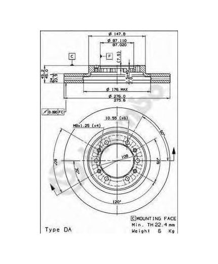 BREMBO Тормозной диск передний