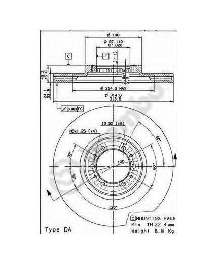 BREMBO Тормозной диск передний