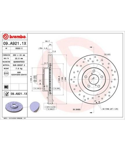 BREMBO Тормозной диск передний