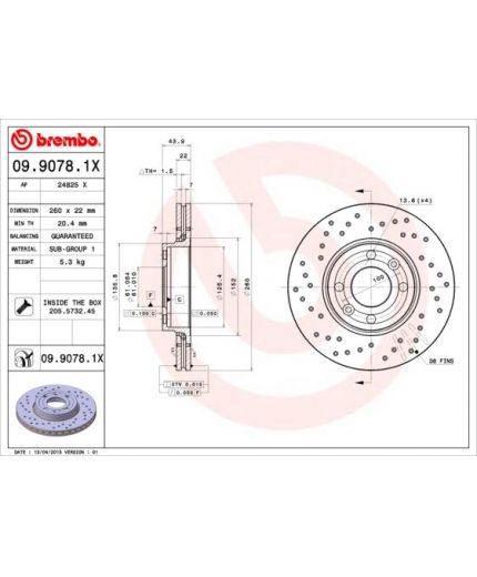 BREMBO Тормозной диск передний