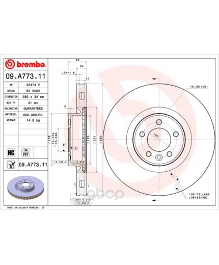 BREMBO Тормозной диск передний