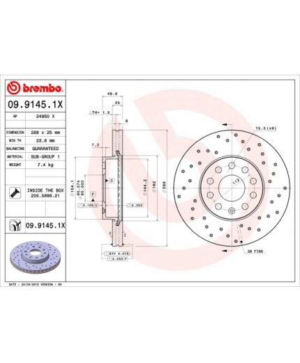 BREMBO Тормозной диск передний