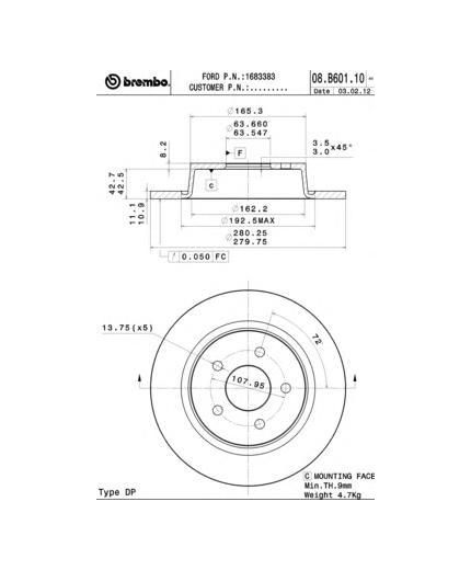 BREMBO Тормозной диск