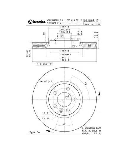 BREMBO Тормозной диск