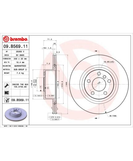 BREMBO Тормозной диск с покрытием