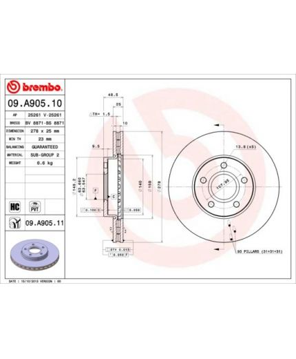 BREMBO Тормозной диск с покрытием