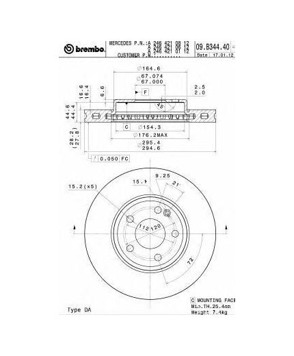 BREMBO Тормозной диск с покрытием