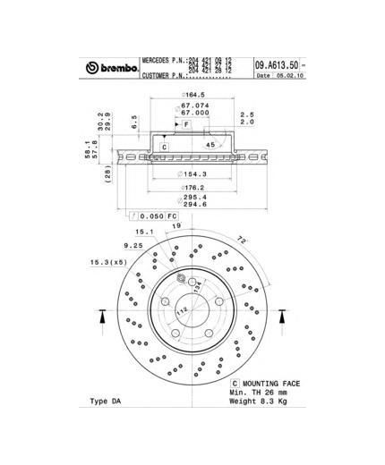 BREMBO Тормозной диск с покрытием