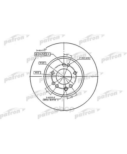 Patron Тормозной диск передний Фото 2