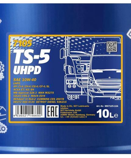 Моторное масло MANNOL TS-5 UHPD 10W-40 CI-4/SL ESTER 10л