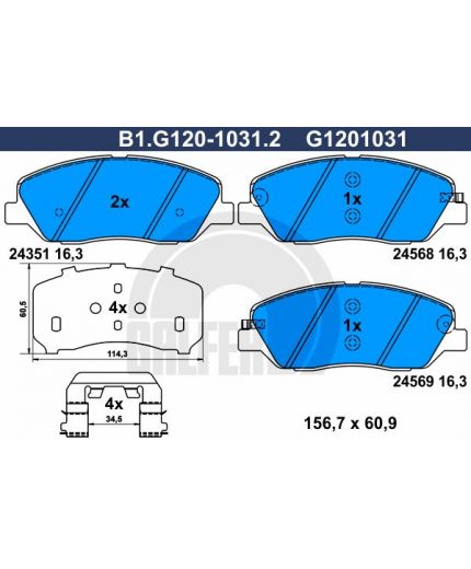 GALFER Колодки дисковые 4 шт