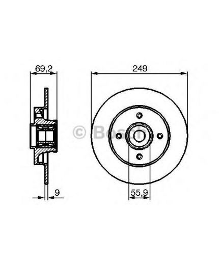 BOSCH Тормозной диск с подшипником