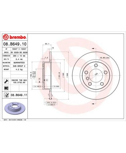 BREMBO Тормозной диск с покрытием